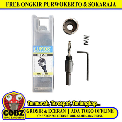 22 MM / LUMOS Hole Saw Mata Bor Hidroponik Pelubang Besi Plastik PVC