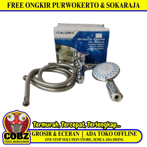 1/2 IN / ITALOMIX Kran Shower Panas Dingin Stainless + Selang + Shower Set