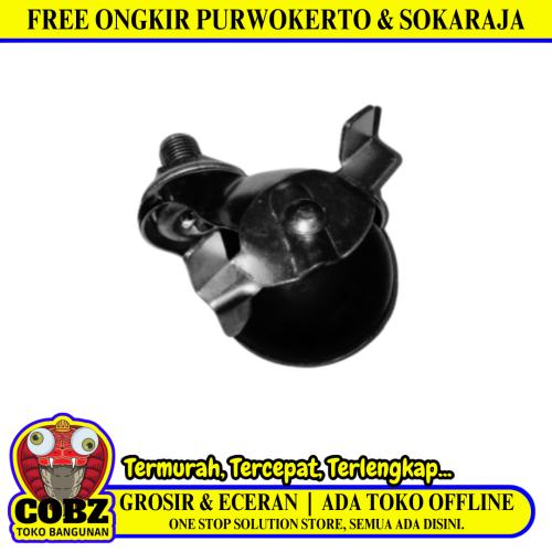 2 IN / TM Roda Hidup Trolly Rem Bulat Drat Karet Hitam Rem