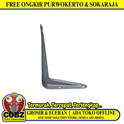 3 IN x  4 IN / TM Siku Rak L Shelf Brackets Penyangga Abu - Abu Tipis