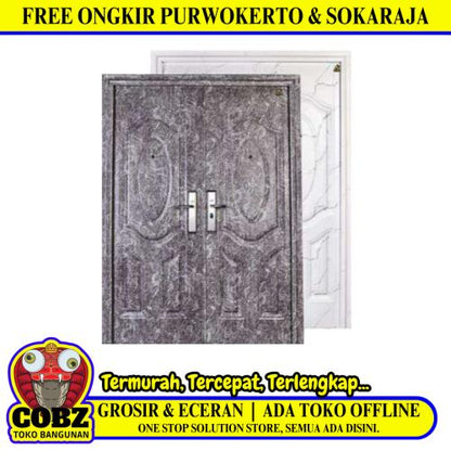 5 CM x 150 CM x 210 CM / FORTRESS MRBL FORT 150.10 DOUBLE Pintu Kamar Mandi Baja Abu Set