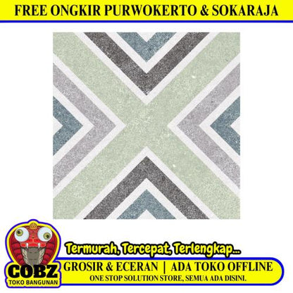 25 CM x 25 CM / ASIA TILE RUDOLF  Keramik Lantai Kamar Mandi Matte Green Dus
