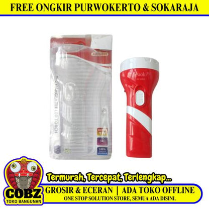 1 WATT / AOKI 8809 Lampu Senter LED Cas Charge Rechargeable Fitting Colok