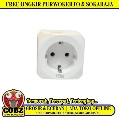 1 LUBANG / VYBA Stop Kontak Terminal Arde Tempel OB Outbow Putih
