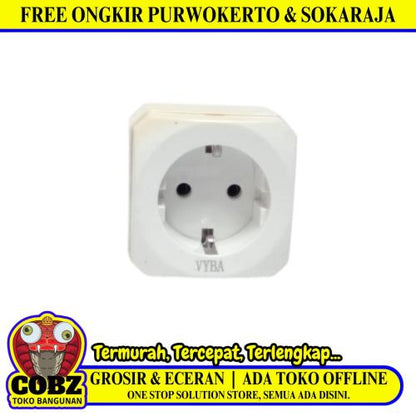 1 LUBANG / VYBA Stop Kontak Terminal Arde Tempel OB Outbow Putih