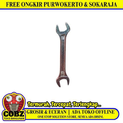 18 MM x 19 MM / TM Kunci Pas 2 Sisi Bolak Balik Open End Wrench