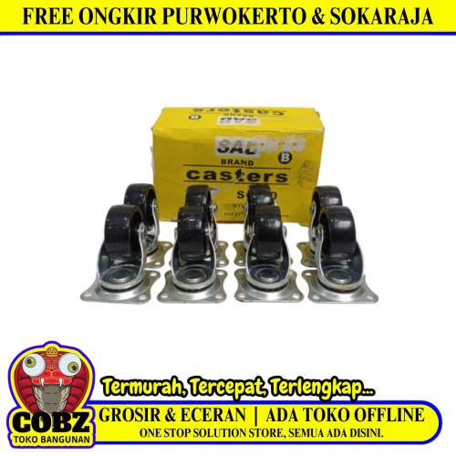 1 1/2 IN / SAB SG40 Roda Rem Hidup Trolly Gepeng Plat 40 MM Nylon Hitam 8 Pcs Du