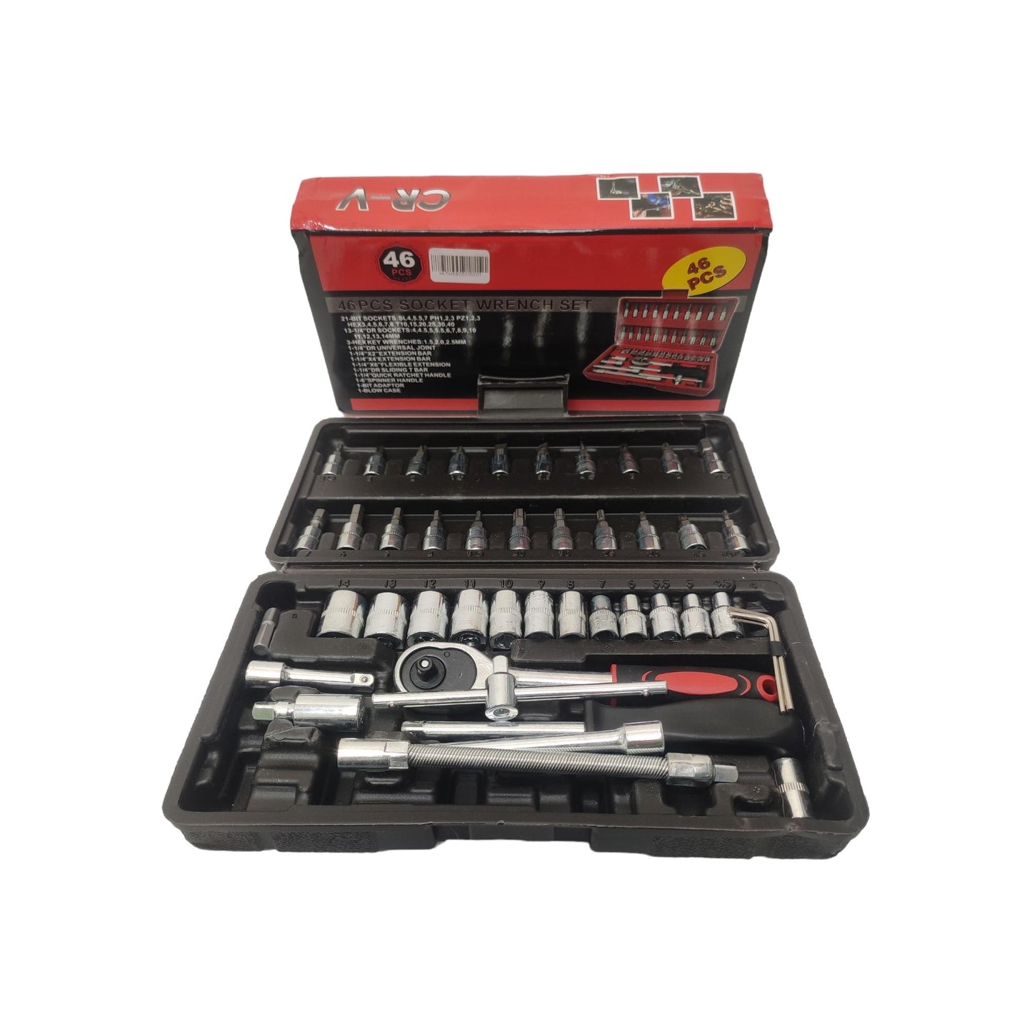 4 MM - 14 MM / CR-V Mata Kunci Sok Shock Socket Wrench 46 Pcs Set