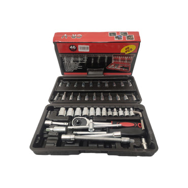 4 MM - 14 MM / CR-V Mata Kunci Sok Shock Socket Wrench 46 Pcs Set