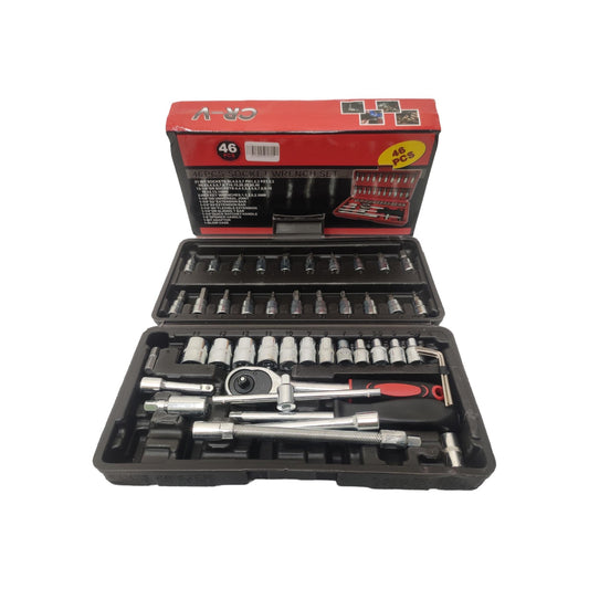 4 MM - 14 MM / CR-V Mata Kunci Sok Shock Socket Wrench 46 Pcs Set