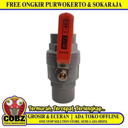 1 IN / BLITZ Stop Kran Polos Ball Valve Engkol Plastik PVC