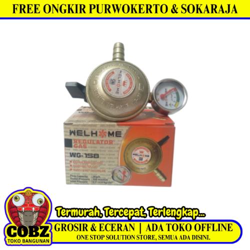 WELHOME Regulator Kepala Tabung Gas LPG Tekanan Rendah + Meteran