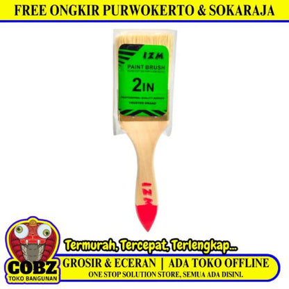 2 IN / IZM Kuas Cat Tembok Kayu Besi Air Acyrlic Paint Brush