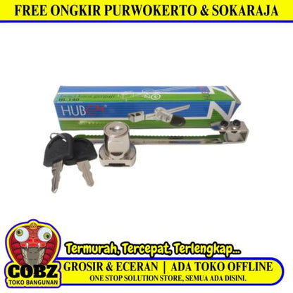 19 MM / HUBEN HL 140 Kunci Etalase Kaca Pintu Geser Sliding Glass Lock Set