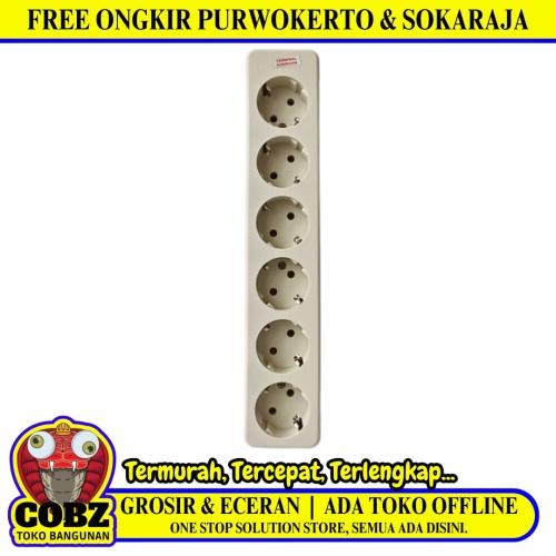 6 LUBANG / UTICON Stop Kontak Terminal Arde Tempel OB Outbow Cream