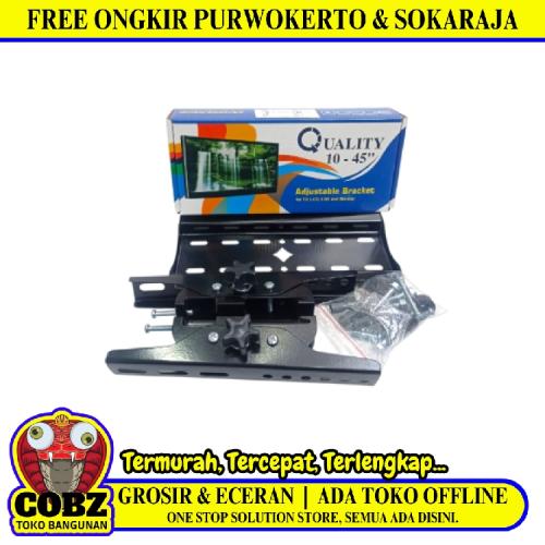 10 IN - 45 IN / QUALITY Wall Bracket Penyangga TV Biasa Tempel Besi Set