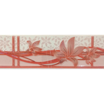 8 CM x 25 CM / NM 81V531 List Keramik Dinding Kamar Mandi Red Lembar