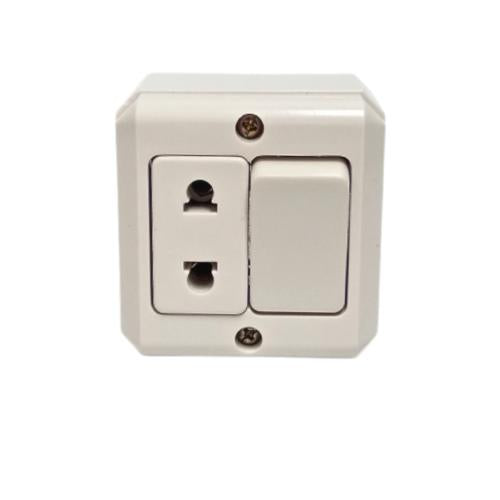 1 LUBANG / BROCO Stop Kontak + Saklar Single Tempel OB Outbow Cream