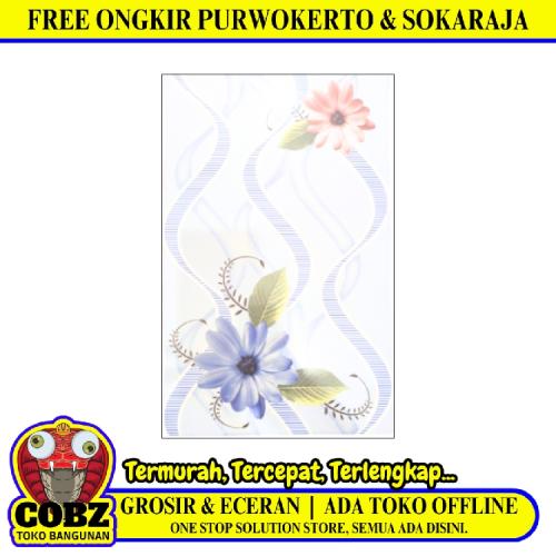 25 CM X 40 CM / UNO LOTUS Keramik Dinding Kamar Mandi Glossy Blue Dus