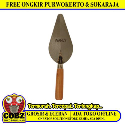 7 IN / WANLY Cetok Sendok Semen Acian Trowel Lancip Gagang  Kayu