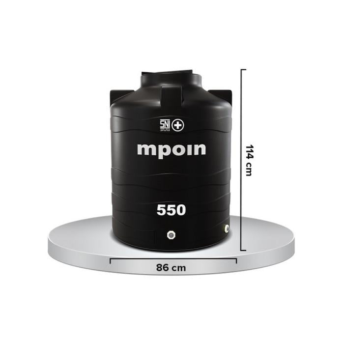 560 L / MPOIN + WAVE W550 Water Torrent Tangki Tandon Air PVC Hitam + Acc Set