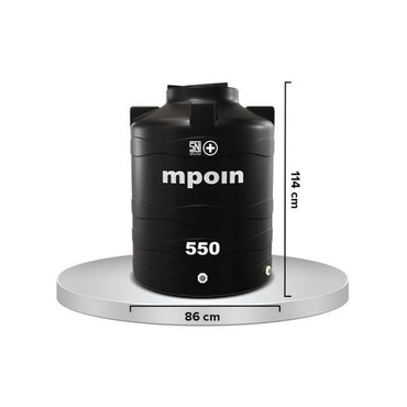 560 L / MPOIN + WAVE W550 Water Torrent Tangki Tandon Air PVC Black Granite + Acc Set