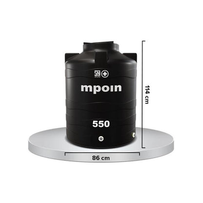 560 L / MPOIN + WAVE W550 Water Torrent Tangki Tandon Air PVC Hitam + Acc Set