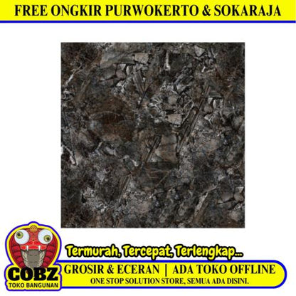 60 CM x 60 CM / NIRO GIX 26/1/4L JET BROWN Granit Lantai Rumah Glossy Dus