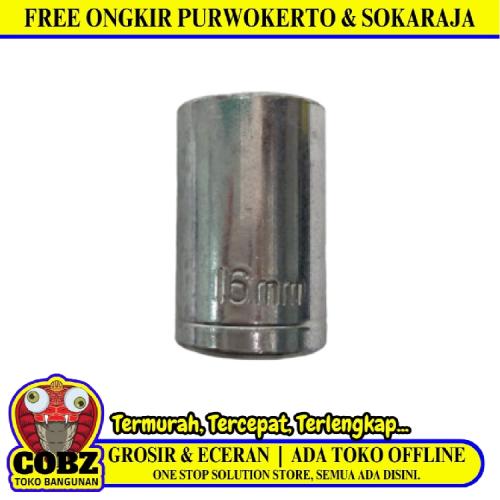 6 PT x 1/2 IN x 16 MM / TM Mata Kunci Sok Shock Socket Chrome