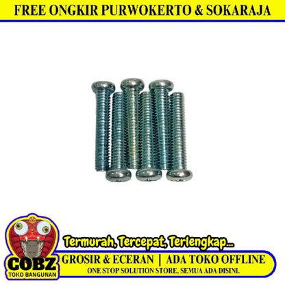 M 4 x 20 MM / TM Baut JP Kepala Pentol Bulat Plus Putih Biji