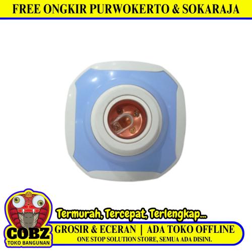 ZODIAK Fitting Tempat Lampu Plafon Atap Tempel Kotak Besar Biru