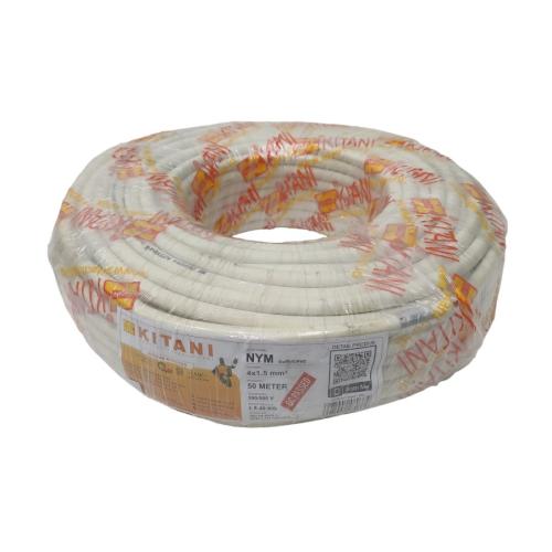4 INTI x 1.5 MM x 50 M / KITANI NYM Tunggal Kabel Tembaga SNI Putih Roll
