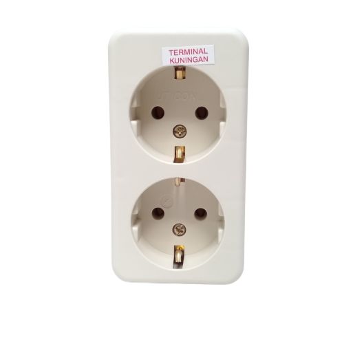 2 LUBANG / UTICON ST-128 Stop Kontak Terminal Arde Tempel OB Outbow Cream
