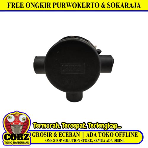 5/8 IN / TM Tee Dus Cabang 3 Way Tempat Kabel Plastik PVC Hitam