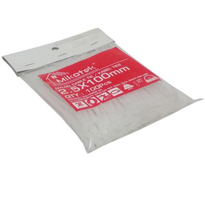 2.5 MM x 100 MM / MIKOTEK Kabel Cable Ties Tali Ripet 10 CM Putih Pack