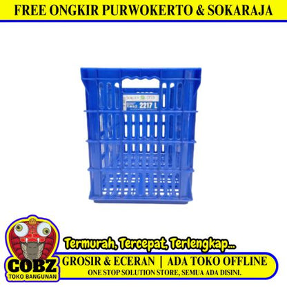 600 MM x 295 MM x 357 MM / GREEN LEAF 2217 P Krat Industri Keranjang Buah Rapat Blue