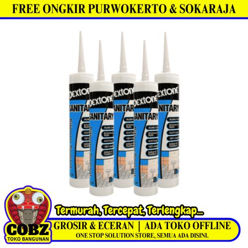 300 ML / DEXTONE SANITARY Lem Silicone Sealant Kaca Akrilik Acid Asam Botol - (Black)