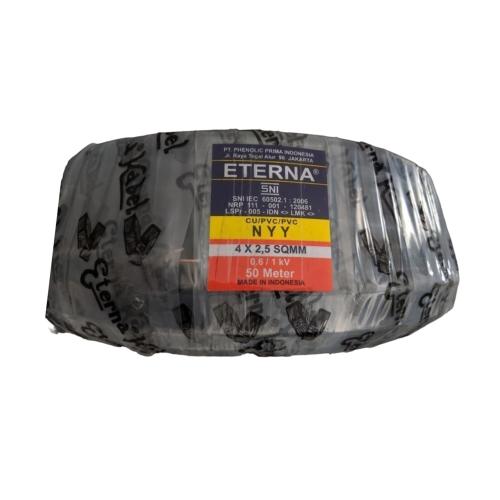 4 INTI x 2.5 MM x 50 M / ETERNA NYY  Tunggal Kabel Tembaga SNI Hitam Roll