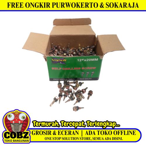 #12 x 20 MM / VIPER Roofing Baut Sekrup Atap Baja Ringan Kuning Dus