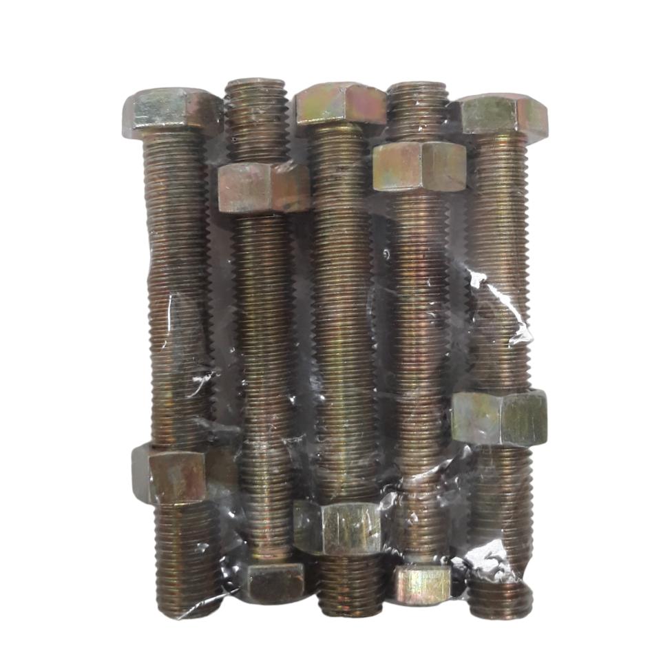 M 10 x 75 MM / TM Baut Mur Hexagon Bolt Nut Flat Head Kuning Biji