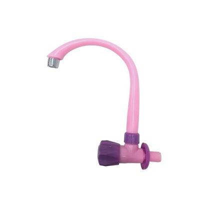 1/2 IN / CAB Kran Angsa Putar Sink Bak Cuci Piring Tembok Plastik Pink PVC