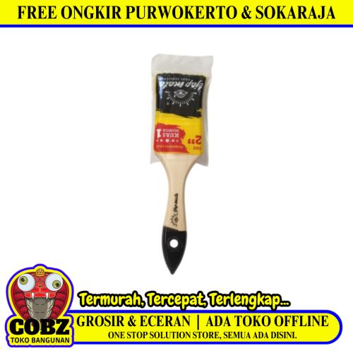 2 IN / TJAP MATA Kuas Cat Kayu Besi Air Acyrlic Paint Brush