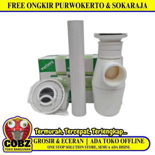 1 1/4 IN / SAKURA Sifon Botol Saringan Pipa Wastafel Plastik PVC Set