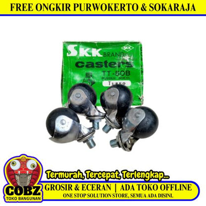 2 IN / SKK TT-50B TURBO Roda Hidup Trolly Bulat Drat 2 MM Karet Warna Hitam Dus