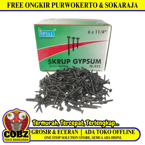 #6 x 1 1/4 IN / IGM Sekrup Gypsum Screw Plafon Board GRC Warna Dus