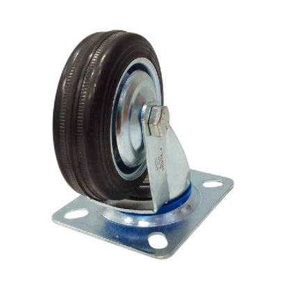 3 IN / TRIPLE-S Roda Hidup Trolly Bentuk Plat 76 MM Karet Hitam