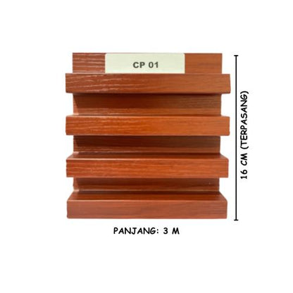 16 CM x 3 M / DL CP-01 Wall Panel Wood WPC PVC Batang
