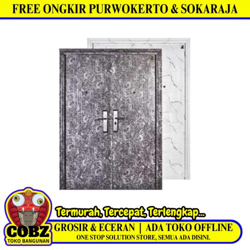 5 CM x 150 CM x 210 CM / FORTRESS MRBL FORT 150.12 DOUBLE Pintu Kamar Mandi Baja Abu Set