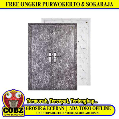 5 CM x 150 CM x 210 CM / FORTRESS MRBL FORT 150.12 DOUBLE Pintu Kamar Mandi Baja Abu Set