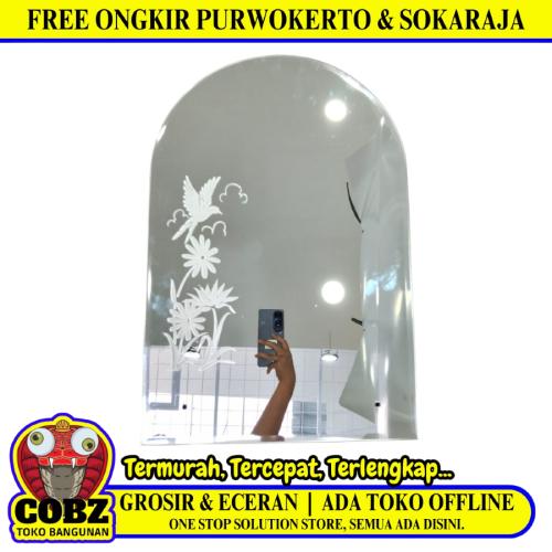40 CM x 60 CM / COBZ Cermin Wastafel Kaca Kamar Mandi Oval Motif Set